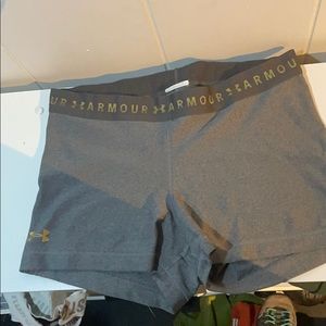 Grey and gold under armor spandex